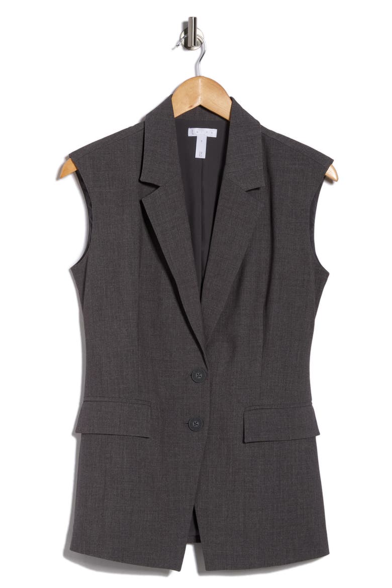 Sleeveless Blazer Vest, Alternate, color, GREY CHARCOAL HEATHER