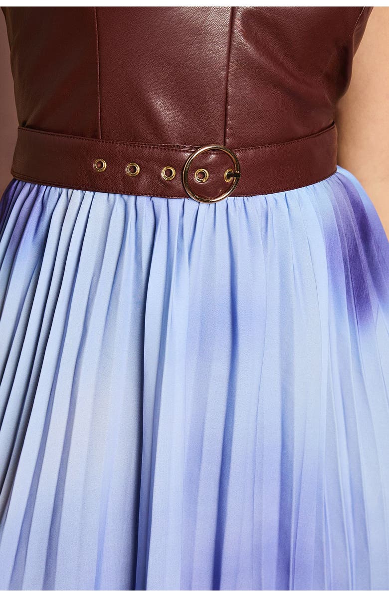 Coast PU Cross Neck Belted Midi Dress, Alternate, color, Burgundy