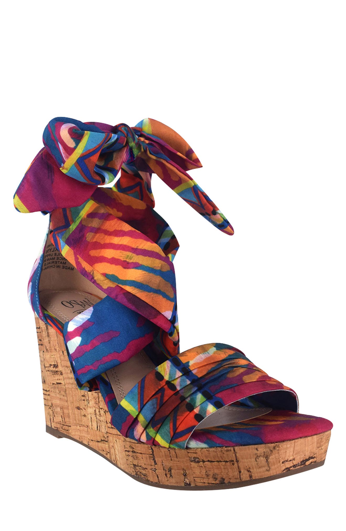 Ozara Ankle Wrap Wedge Sandal, Main, color, POP PINK