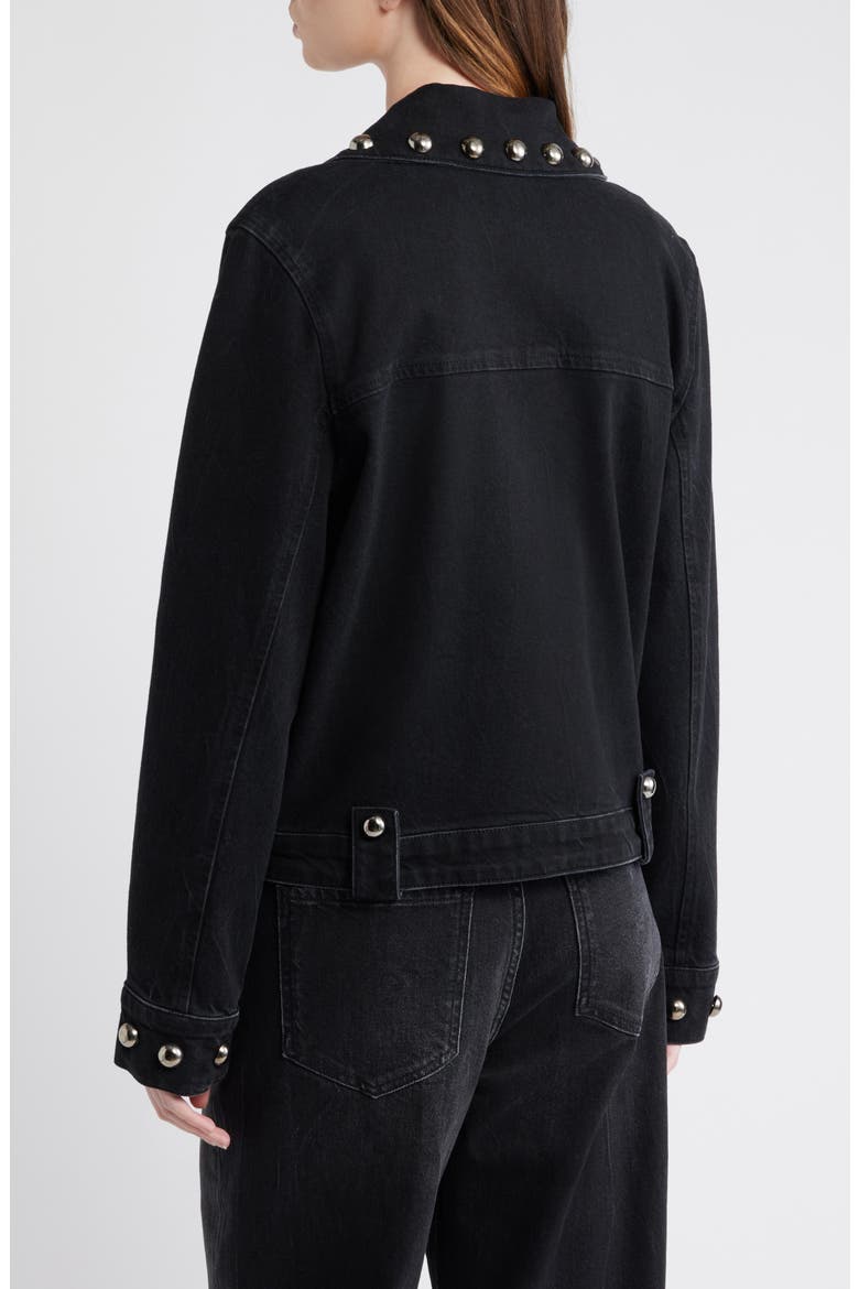 Roxbury Stud Detail Denim Jacket, Alternate, color, BLACK STONE STUDDED