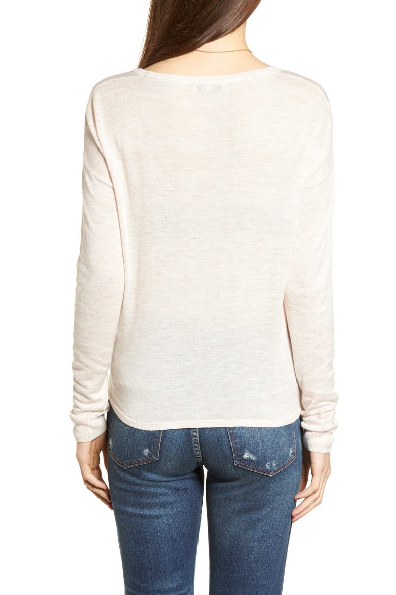 Modern Tie Front Sweater, Alternate, color, HEATHER VANILLA