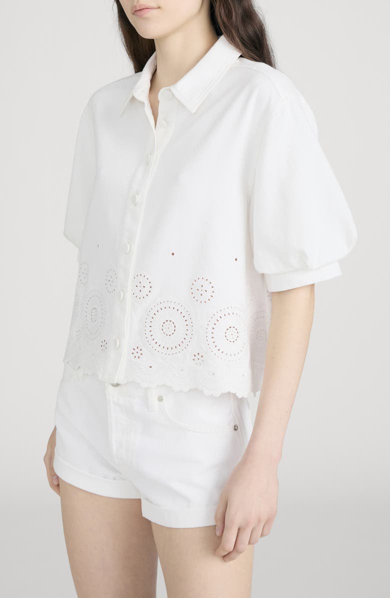 FRAME The Eyelet Billow Sleeve Button-Up Shirt, Alternate, color, White