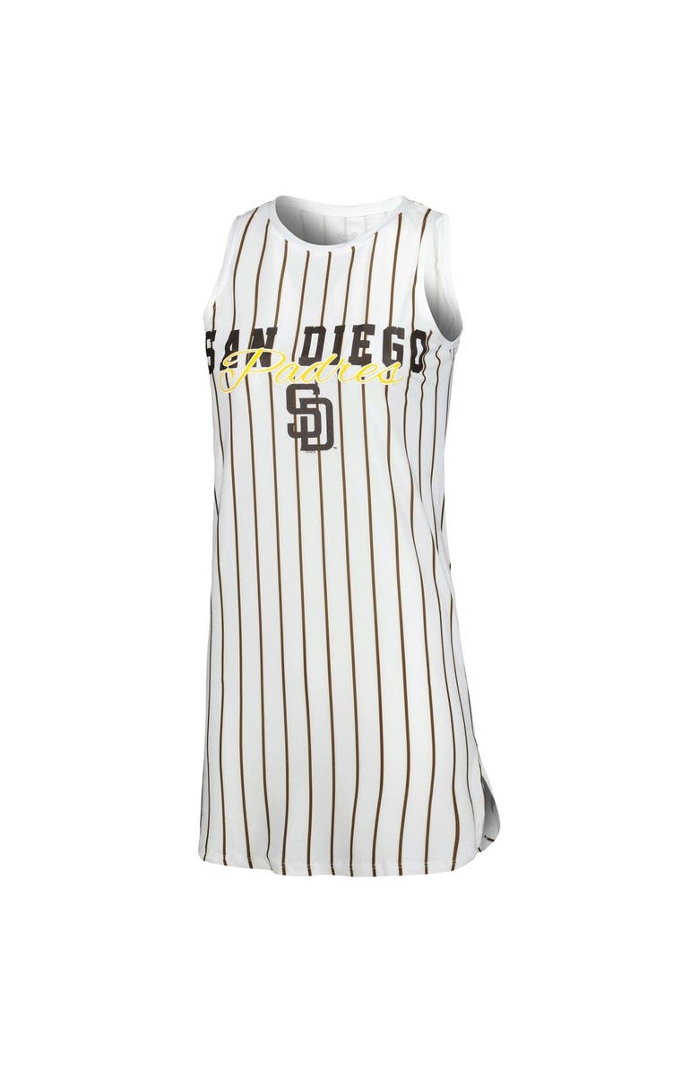 CONCEPTS SPORT Women's Concepts Sport White San Diego Padres Reel Pinstripe Knit Sleeveless Nightshirt, Alternate, color, White
