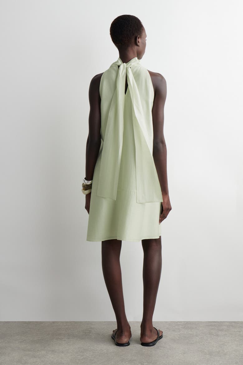 Fluid Halterneck Mini Dress, Alternate, color, LIGHT GREEN