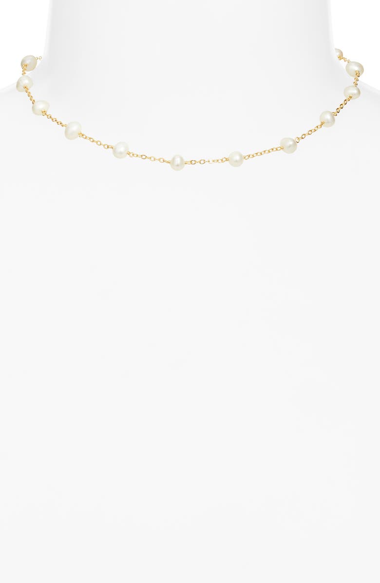 Kiara by Ki-ele Kelsey Freshwater Pearl Choker, Alternate, color, Gold