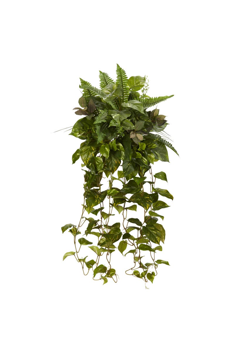 NEARLY NATURAL 36-in Mixed Greens Hanging Artificial Plant, Main, color, Green