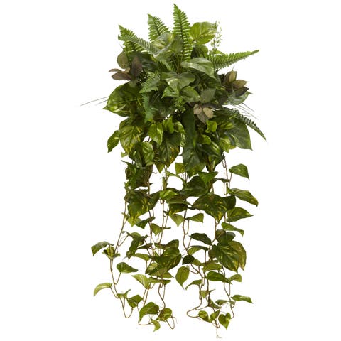 36-in Mixed Greens Hanging Artificial Plant (Set of 2)