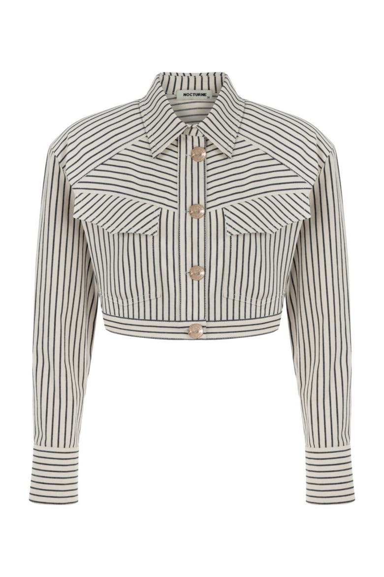 Striped Crop Jacket, Alternate, color, Beige