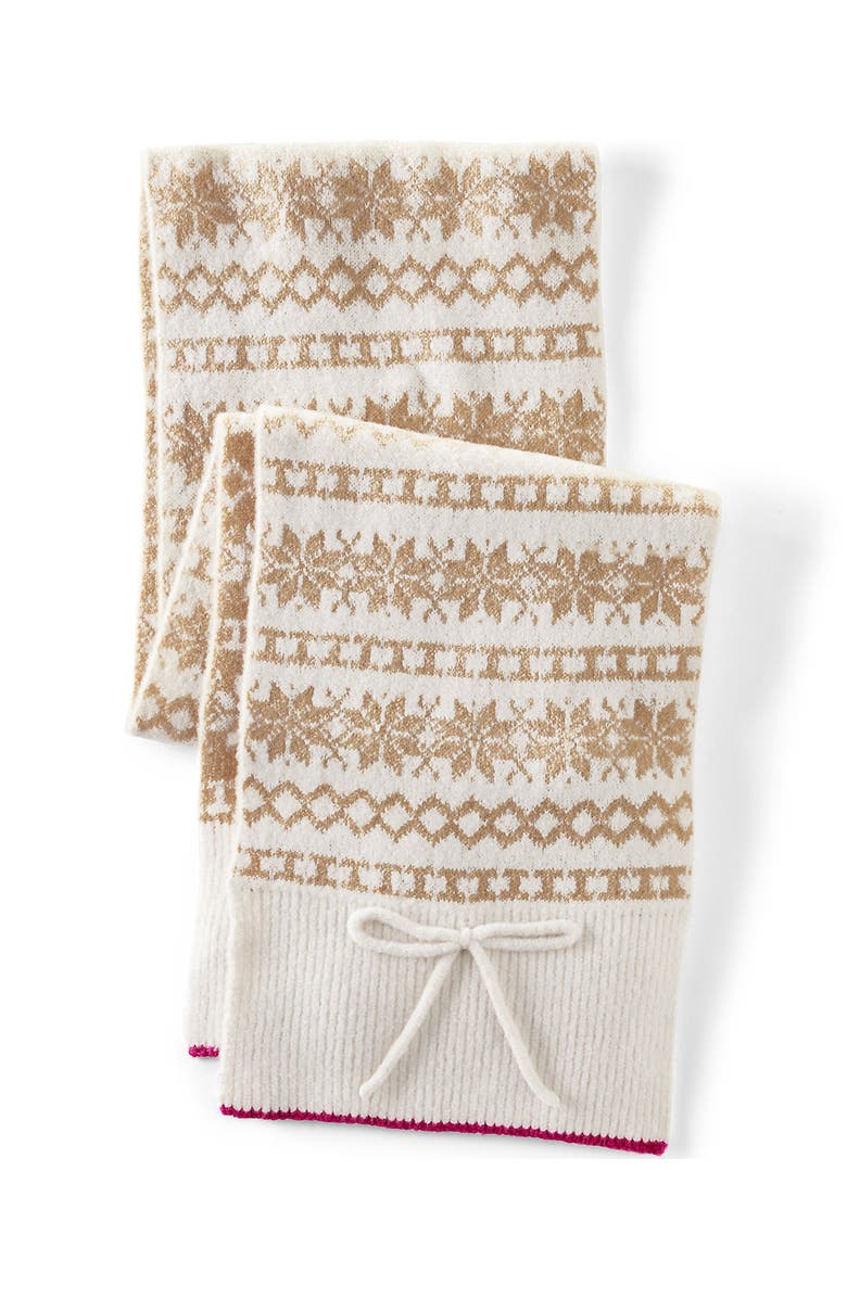 Lands
End CashTouch Fair Isle Scarf, Alternate, color, Ivory Fairisle