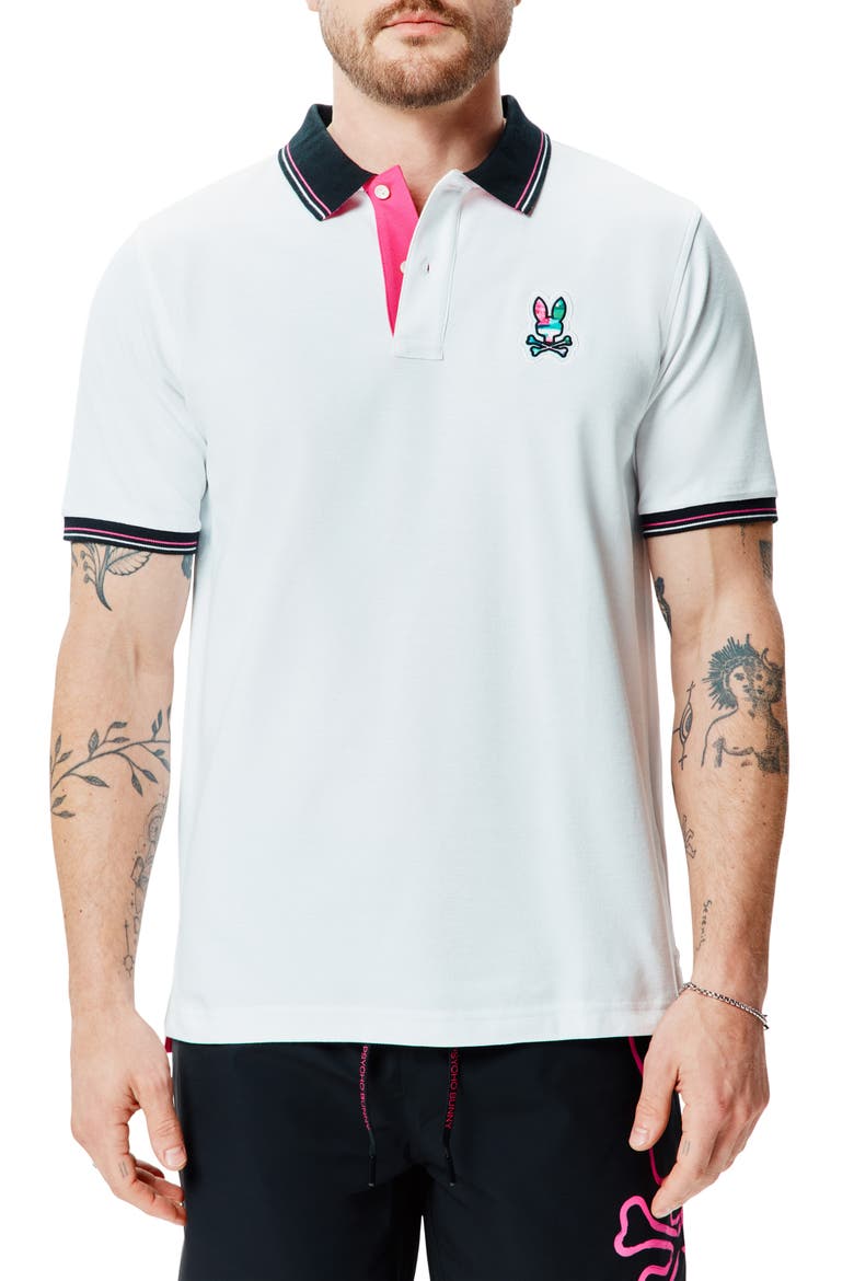 Nate Tipped Pima Cotton Piqué Polo, Main, color, WHITE