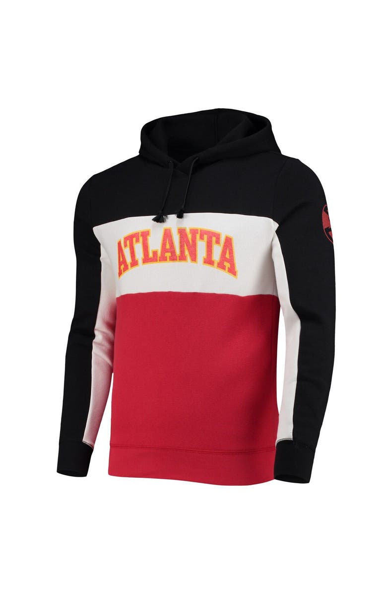 Junk Food Men's Junk Food Black/White Atlanta Hawks Wordmark Colorblock Fleece Pullover Hoodie, Alternate, color, 