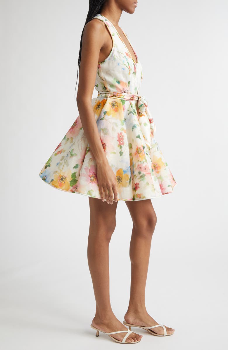 Zimmermann Alchemy Racerback Linen & Silk Skater Minidress, Alternate, color, Neon Poppy