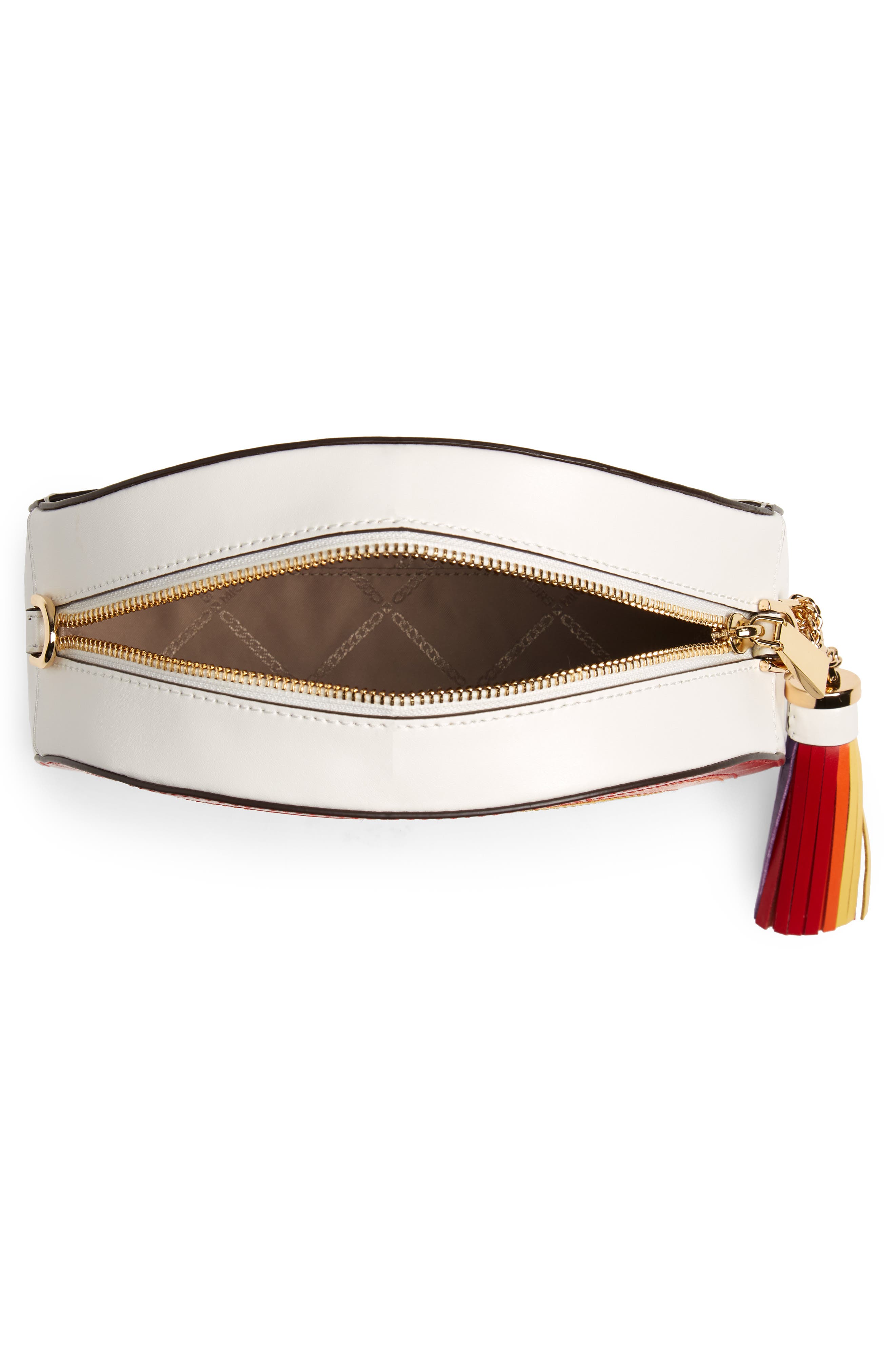 Ginny Rainbow Stripe Leather Crossbody Bag, Alternate, color, OPTIC WHITE