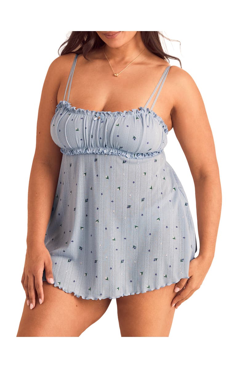 Adore Me Ophylia Babydoll & Hipster Set, Main, color, Floral Blue