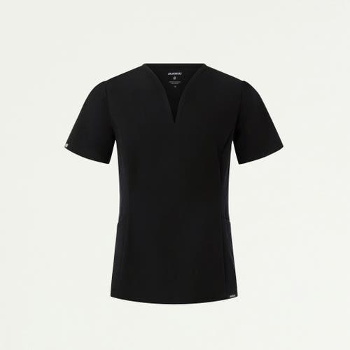 Jaanuu 2-pocket Tailored V-neck Scrub Top In Black