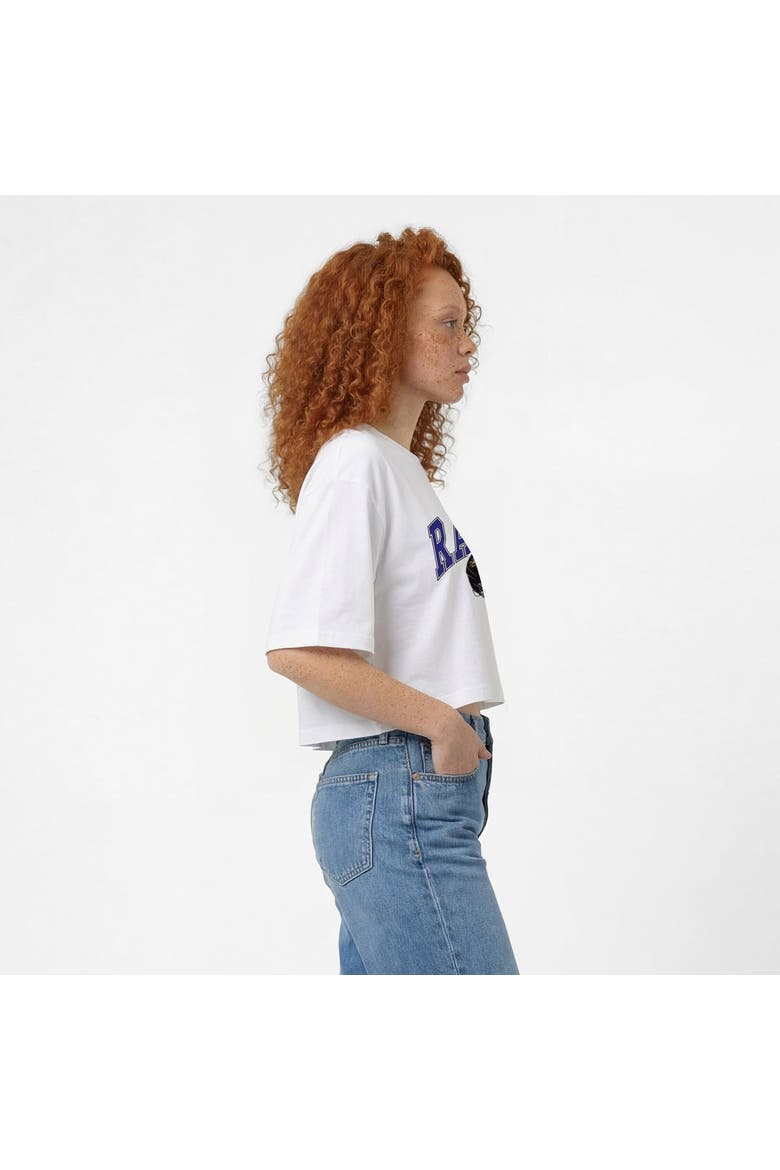 Women's Champion  White Baltimore Ravens Boyfriend Cropped T-Shirt, Alternate, color, White