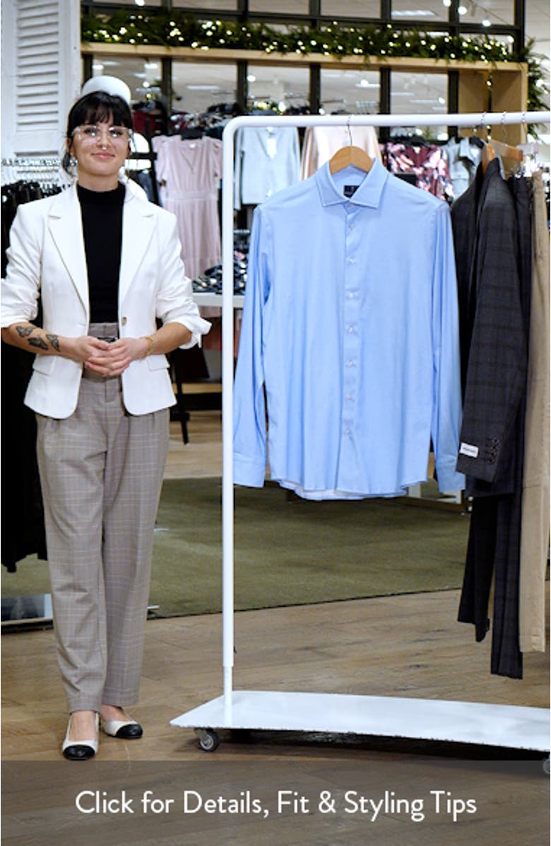 4Flex Stretch Modern Fit Light Blue Knit Dress Shirt, sales video thumbnail