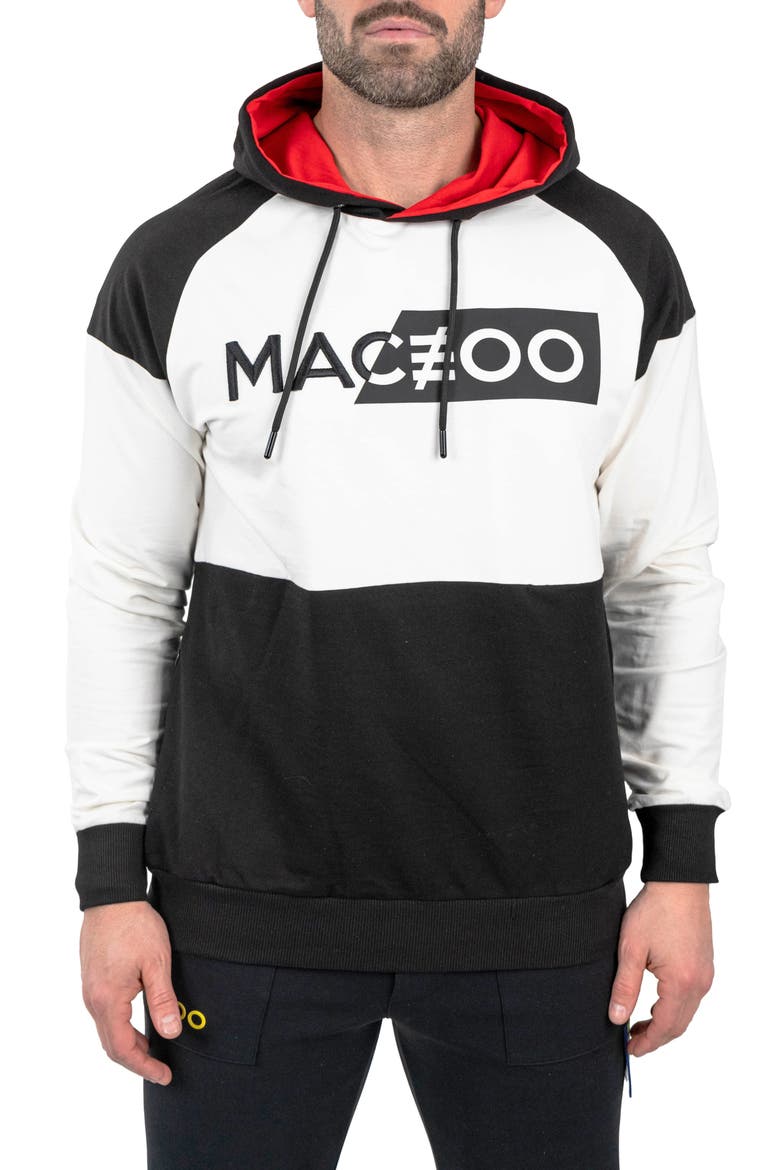Colorblock Logo Graphic Hoodie, Main, color, WHITE
