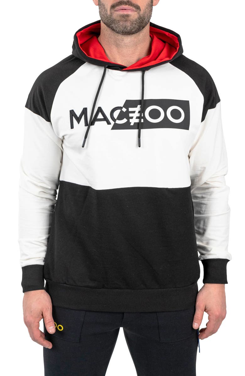 Maceoo Colorblock Logo Graphic Hoodie, Main, color, White