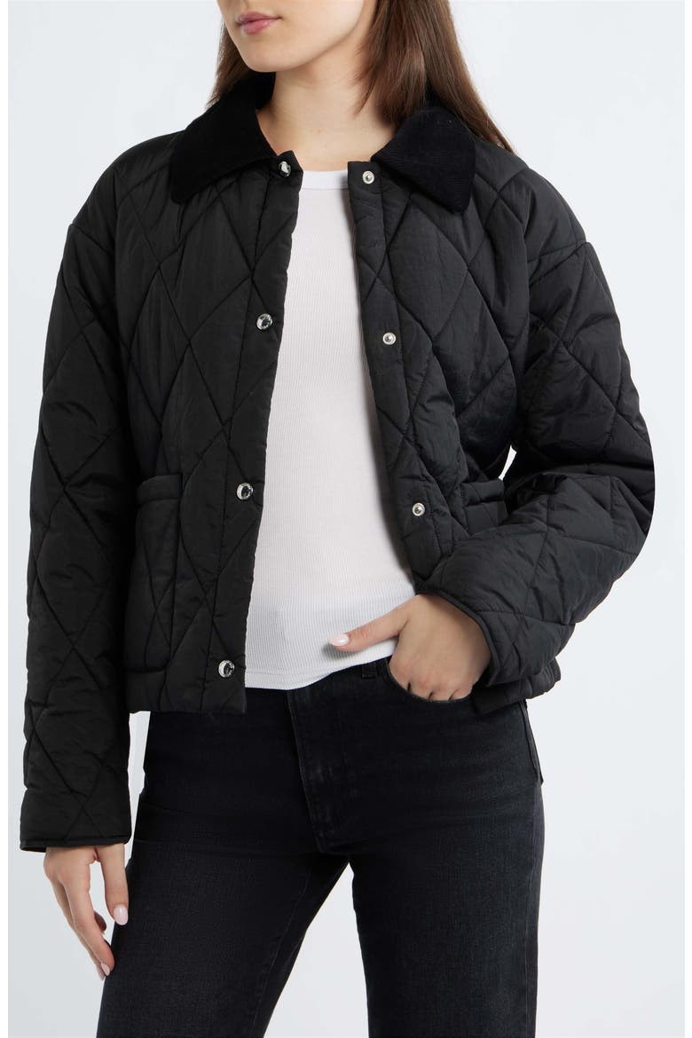 Quilted Crop Jacket, Main, color, BLACK