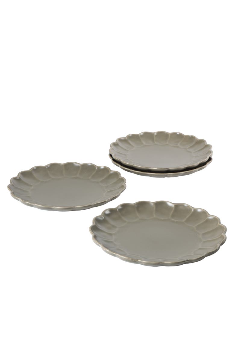 Yuelu Bloom 10.75 Inch Embossed Scallop Dinner Plates Set of 4, Alternate, color, Olive Stone