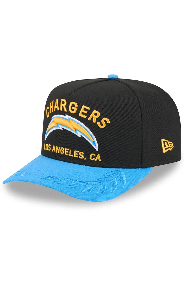 New Era Men's New Era  Black/Powder Blue Los Angeles Chargers 2025 NFL Draft A-Frame 9FIFTY Snapback Hat, Main, color, 