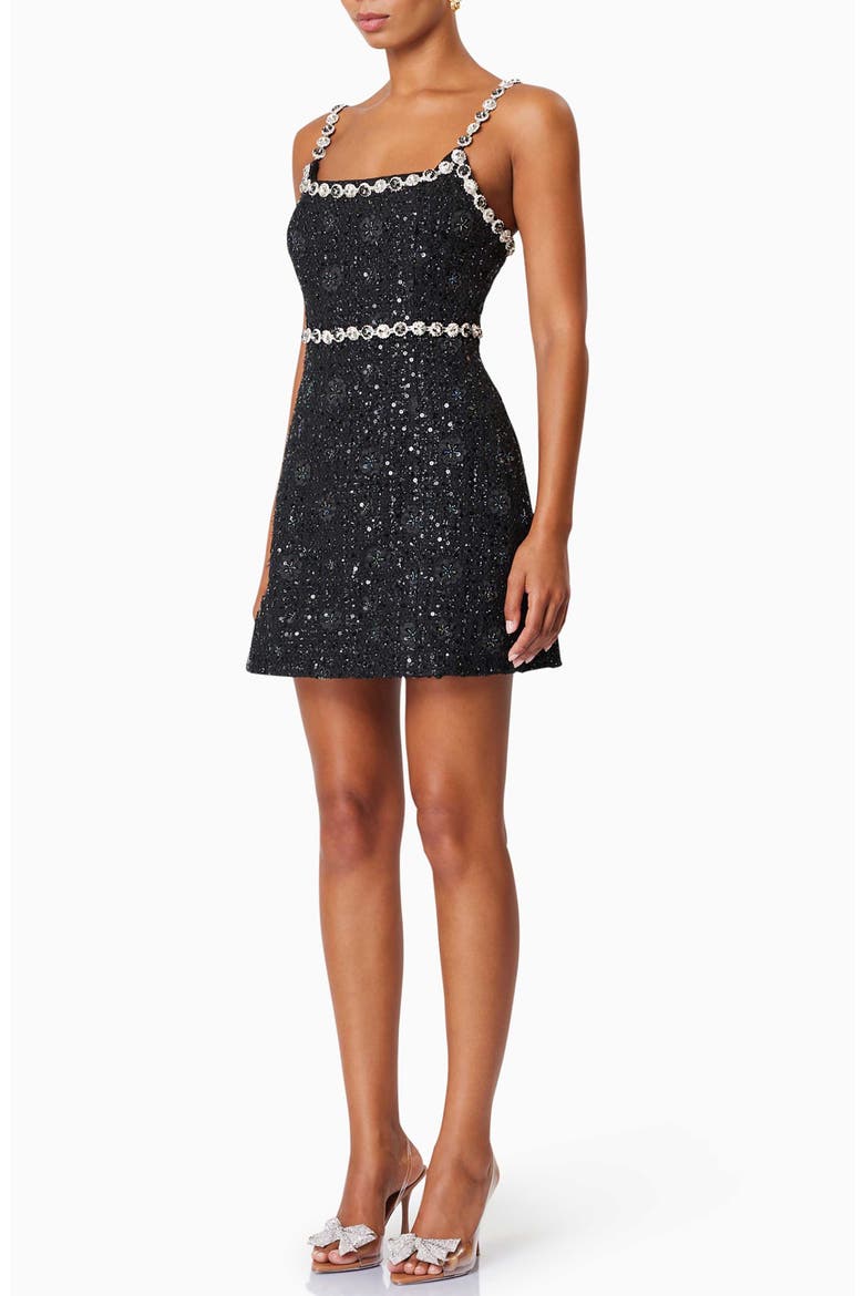 Adeline Tweed Minidress, Alternate, color, BLACK