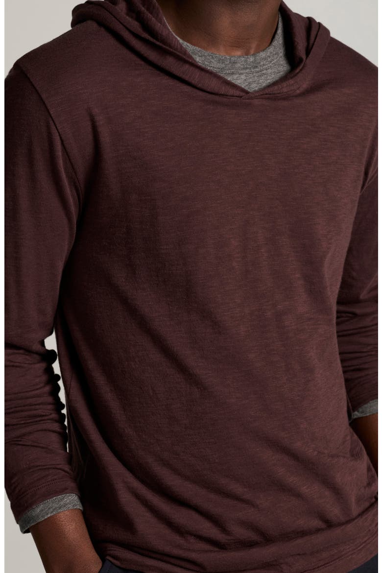 Double Layer Pima Cotton Hoodie, Alternate, color, CHOCOLATE PLUM/ MED HEATHER