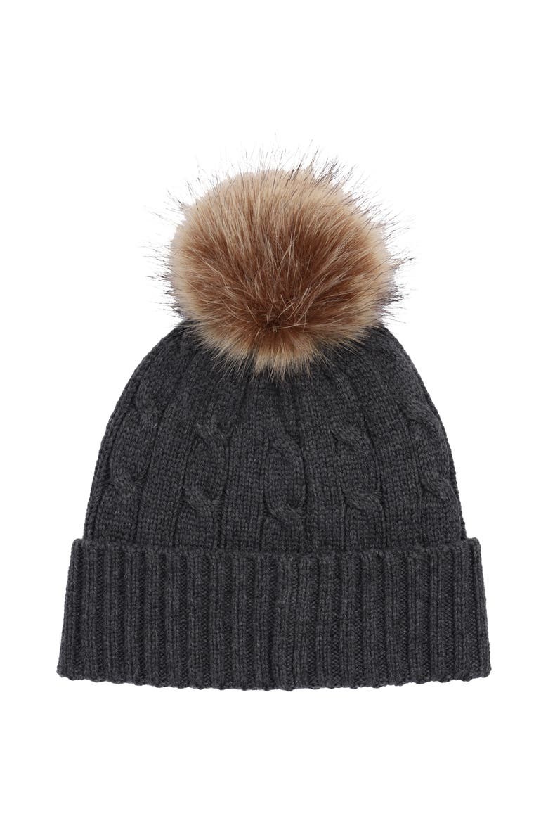 Cable Crest Patch Hat, Alternate, color, Charcoal Heather