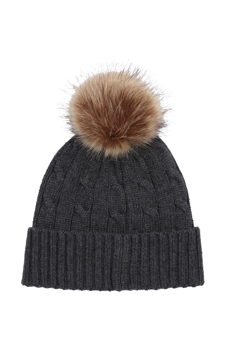 Lauren Ralph Lauren Cable Crest Patch Hat, Alternate, color, Charcoal Heather
