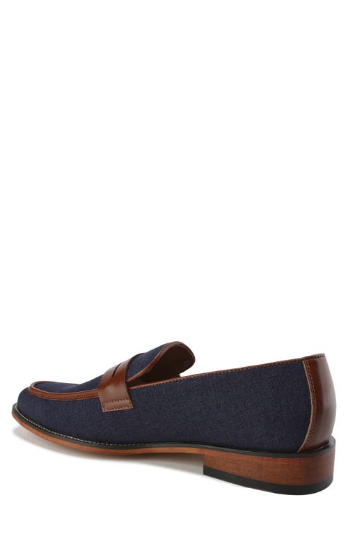 Gino Vitale Moc Toe Penny Slip-on Loafer In Blue