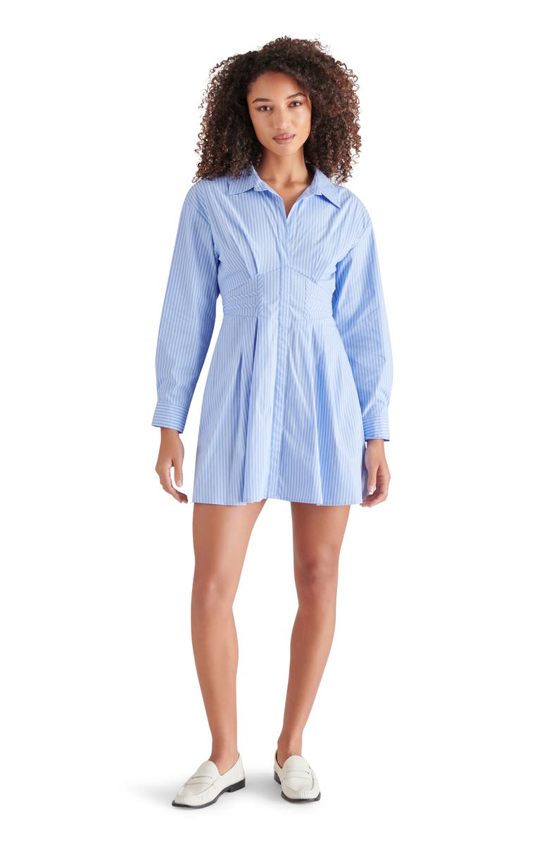 Steve Madden Aria Stripe Long Sleeve Cotton Blend Mini Shirtdress, Alternate, color,