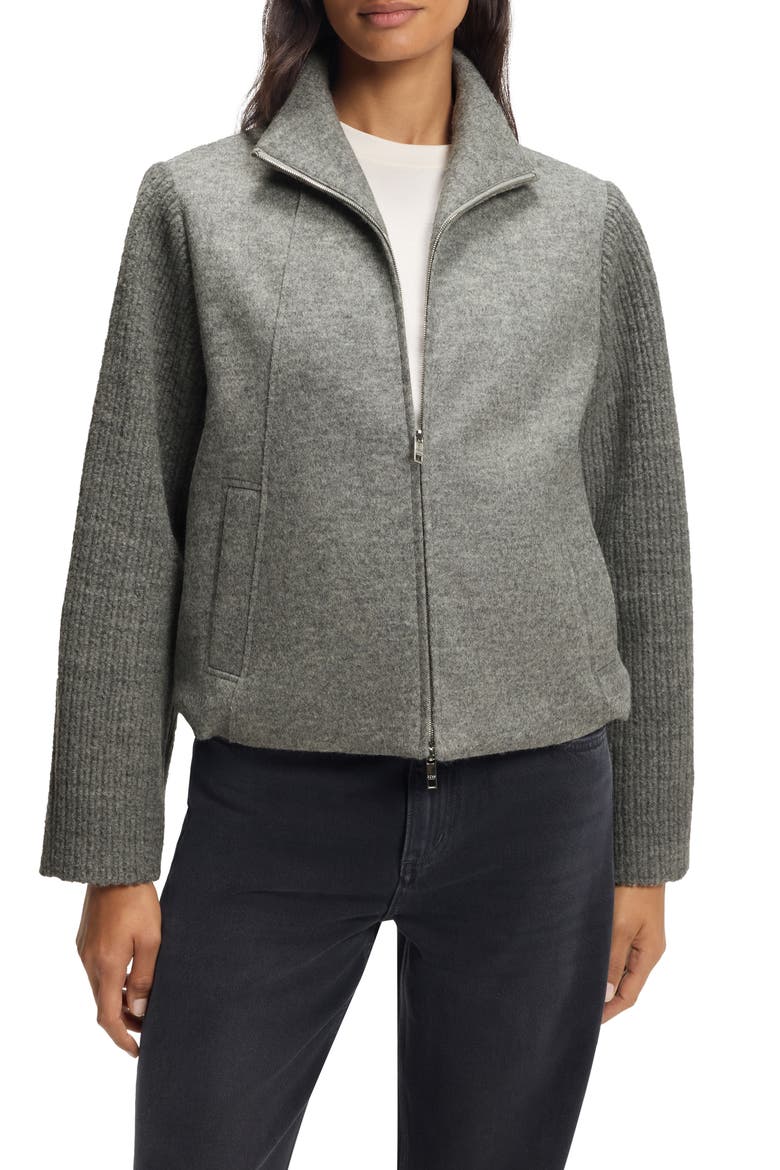 Jundalini Crop Wool Jacket, Main, color, CONCRETE GREY MELANGE