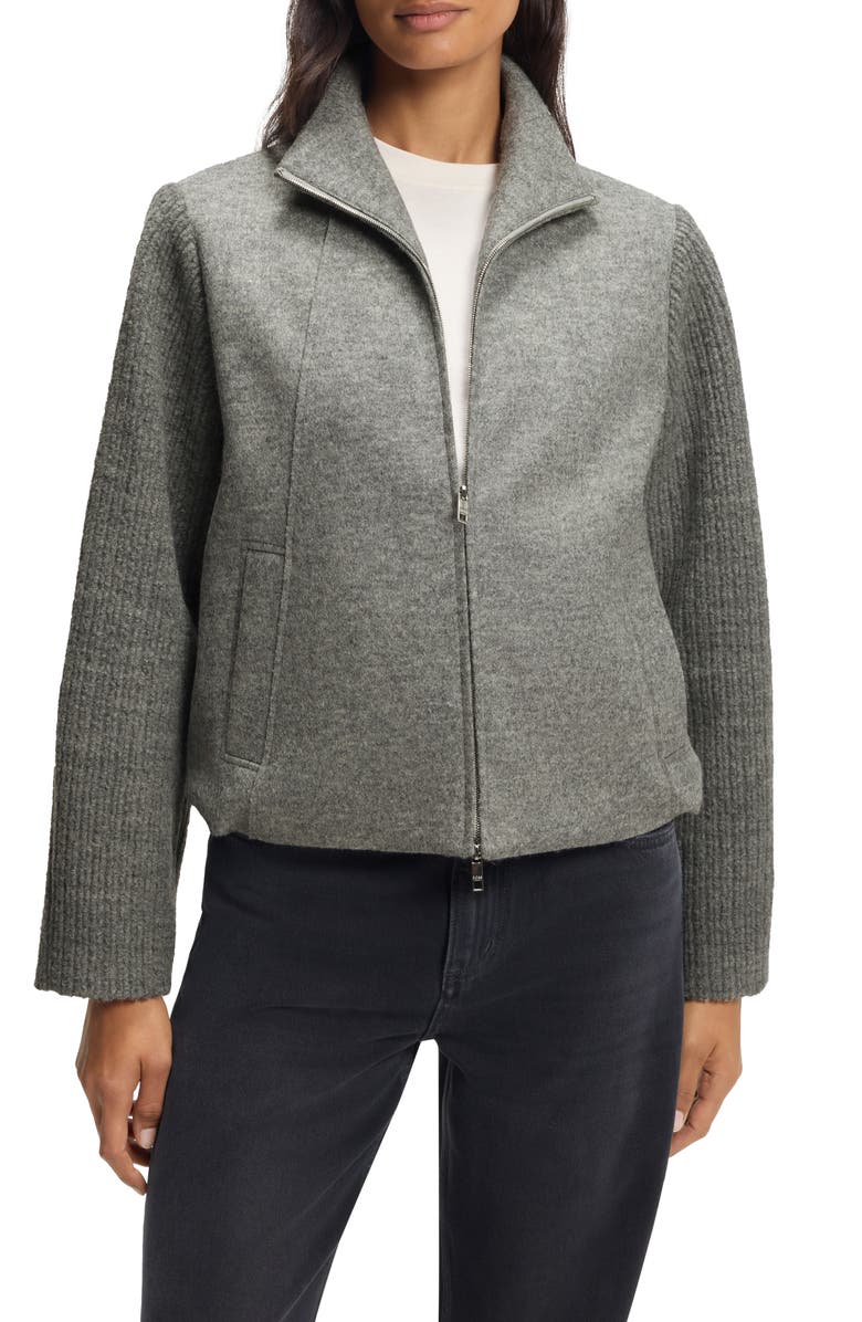 BOSS Jundalini Crop Wool Jacket, Main, color, Concrete Grey Melange