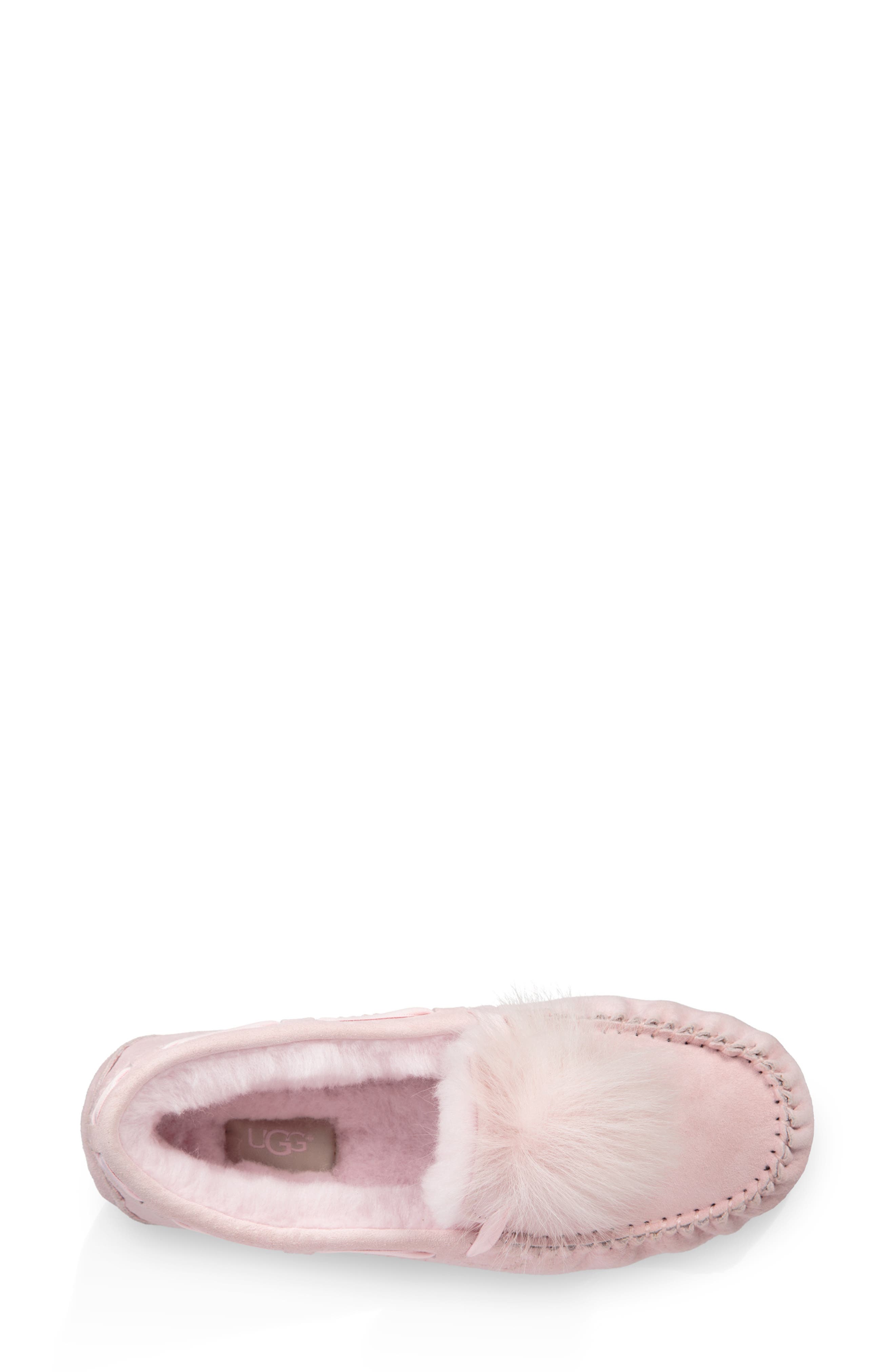 Dakota Genuine Shearling Pompom Slipper, Alternate, color, SEASHELL PINK