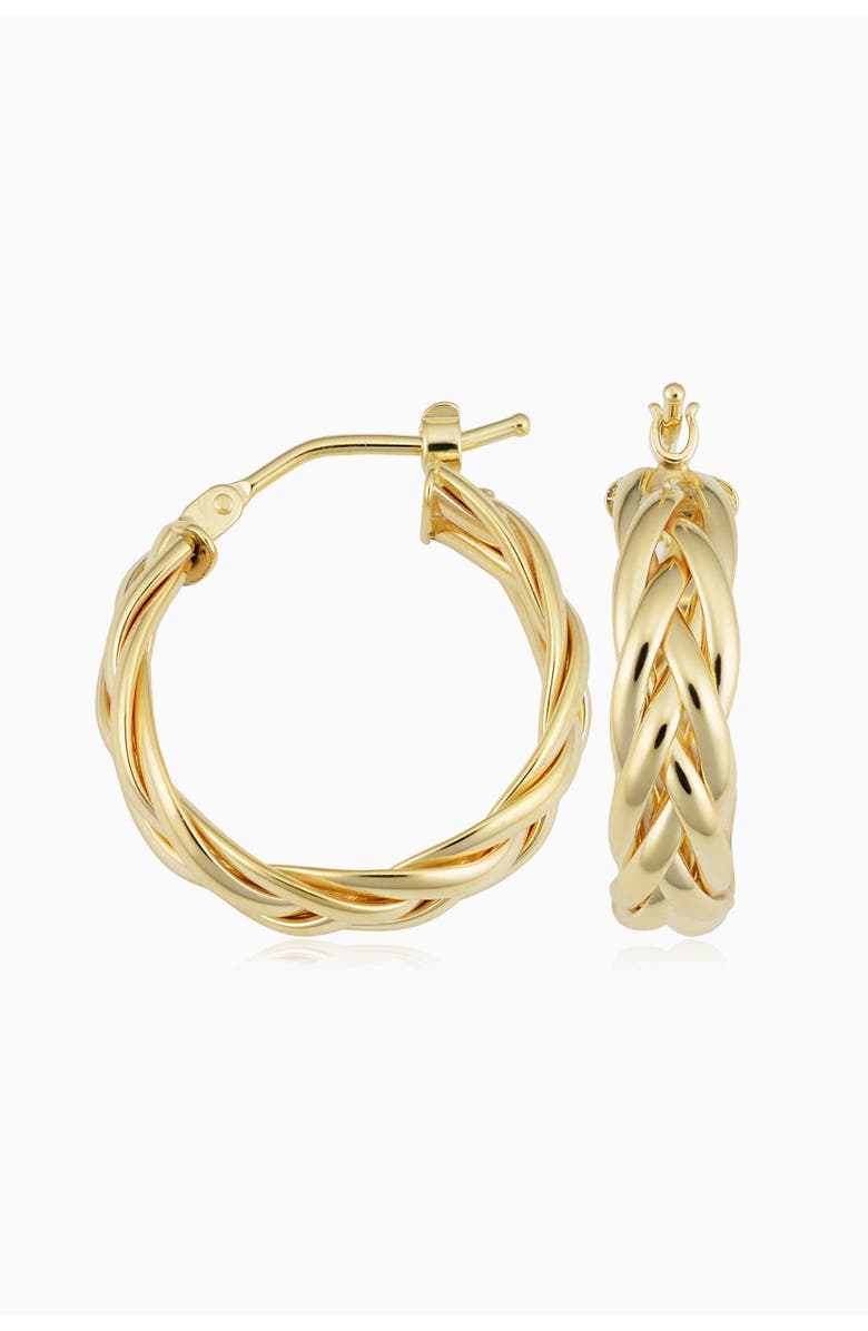 Oradina 14K Yellow Gold Caesar Midi Hoops, Main, color, Yellow Gold