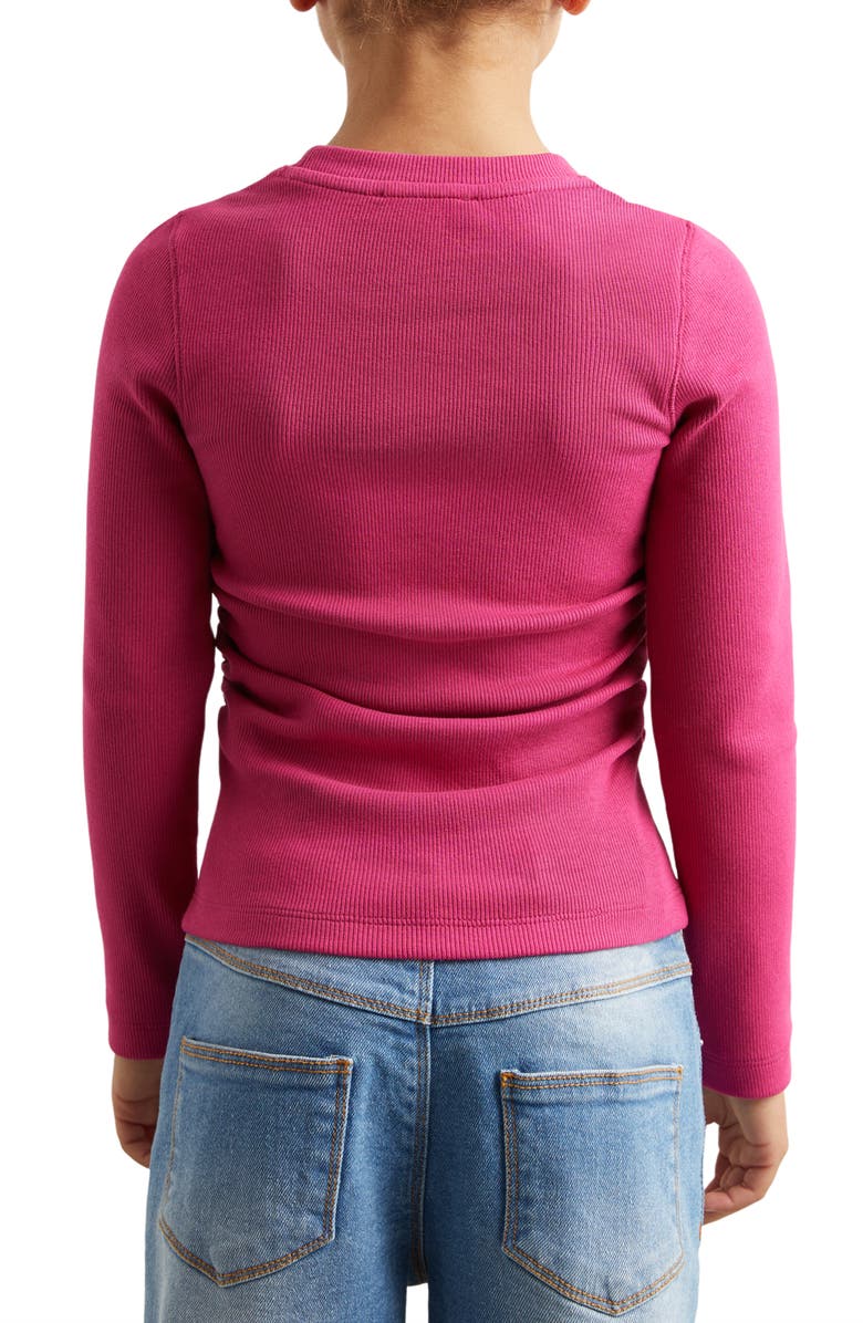 Reiss Kids' Trina Ruched Rib Sweater, Alternate, color, Berry