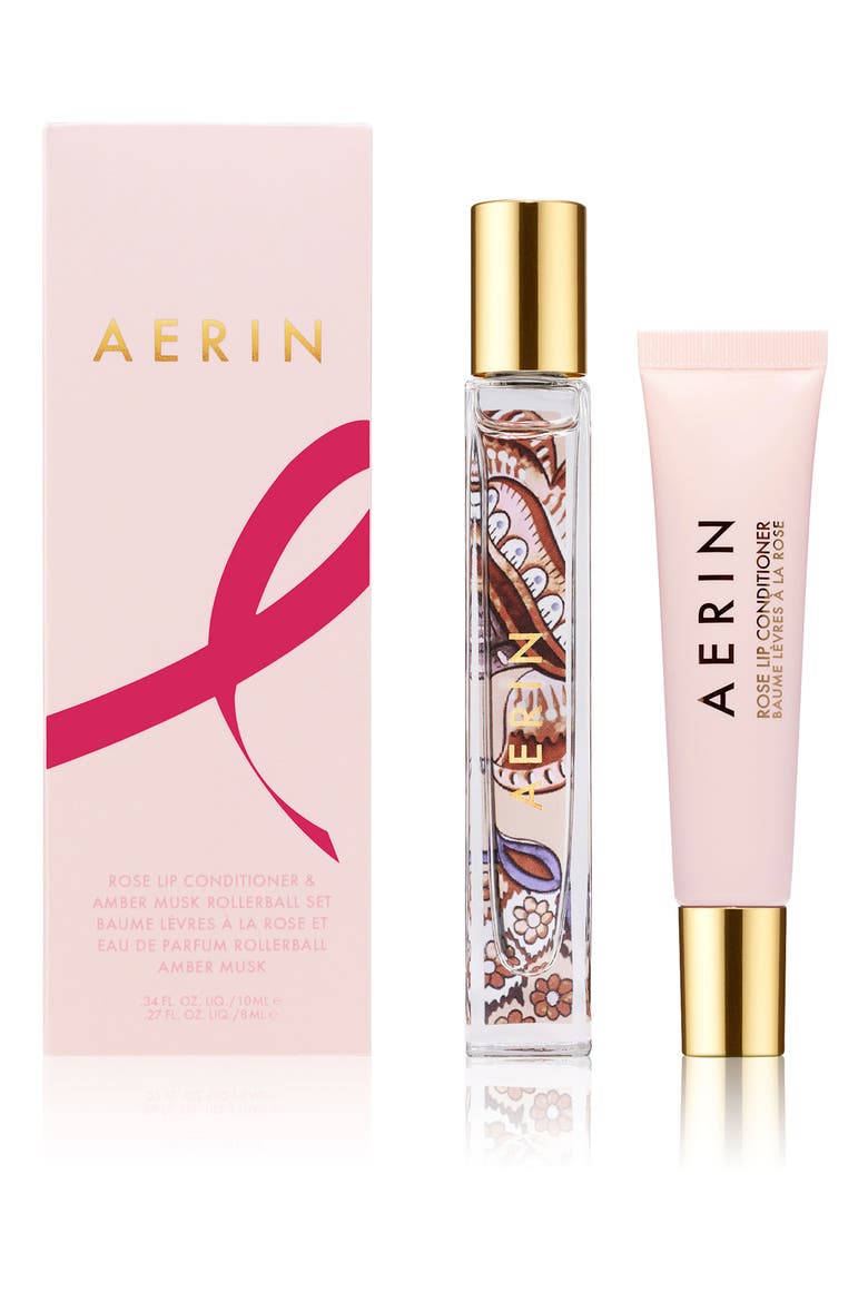 AERIN Beauty Rose Lip Conditioner & Amber Musk Rollerball Set, Main, color, NO COLOR