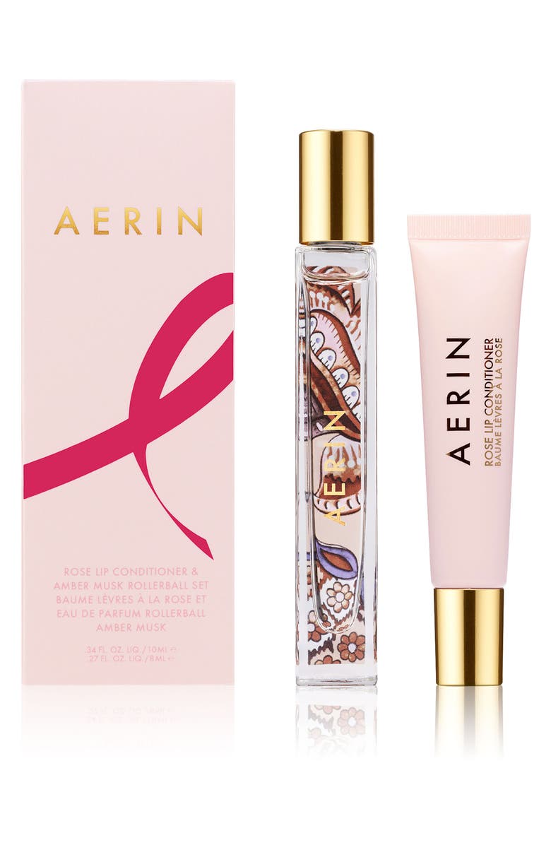 Estée Lauder AERIN Beauty Rose Lip Conditioner & Amber Musk Rollerball Set, Main, color,
