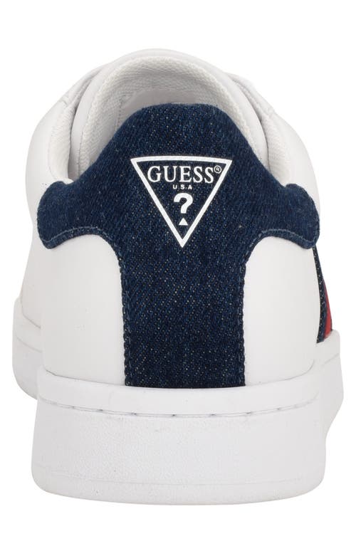 Guess Men's Letoro Low Top Lace Up Casual Sneakers In White/denim Multi