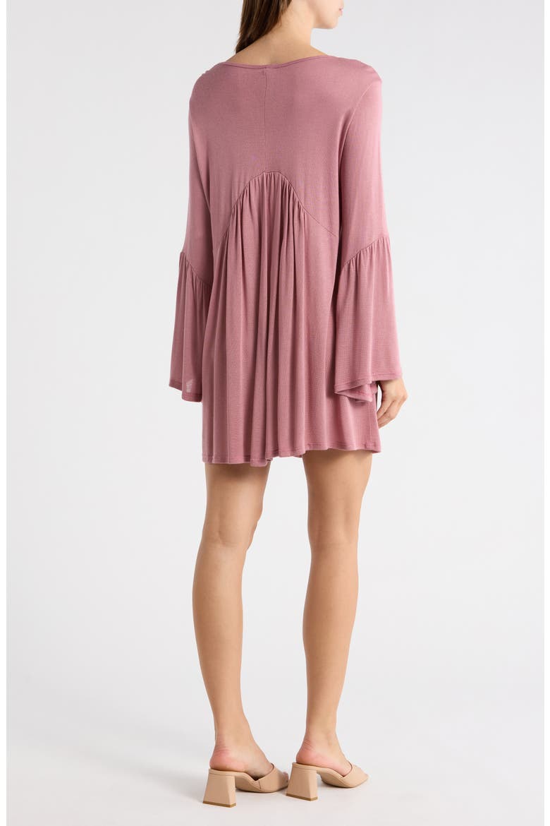 Bell Sleeve Swing Dress, Alternate, color, DARK MAUVE