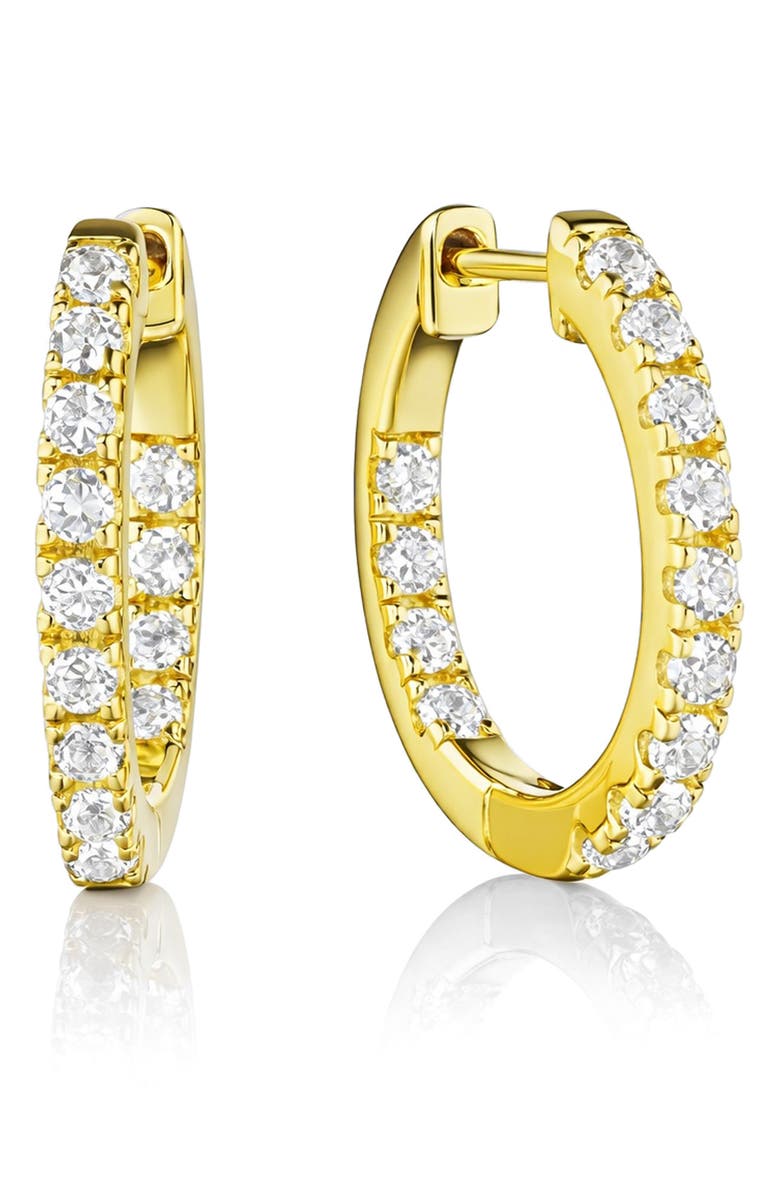 House of Frosted White Topaz Hoop Earrings, Main, color, Yellow Gold