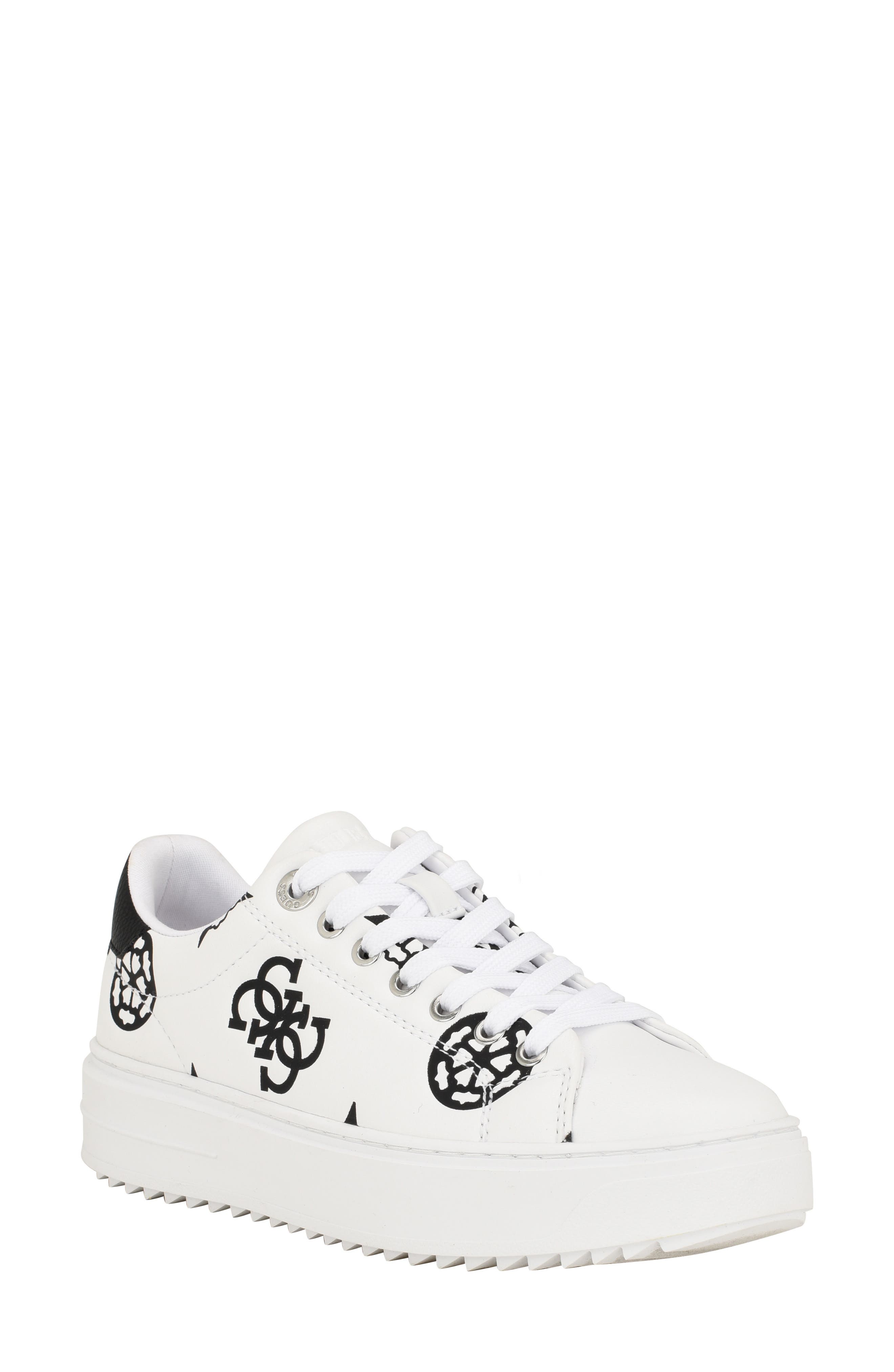 GUESS Denesa Platform Sneaker, Main, color, White/ Black