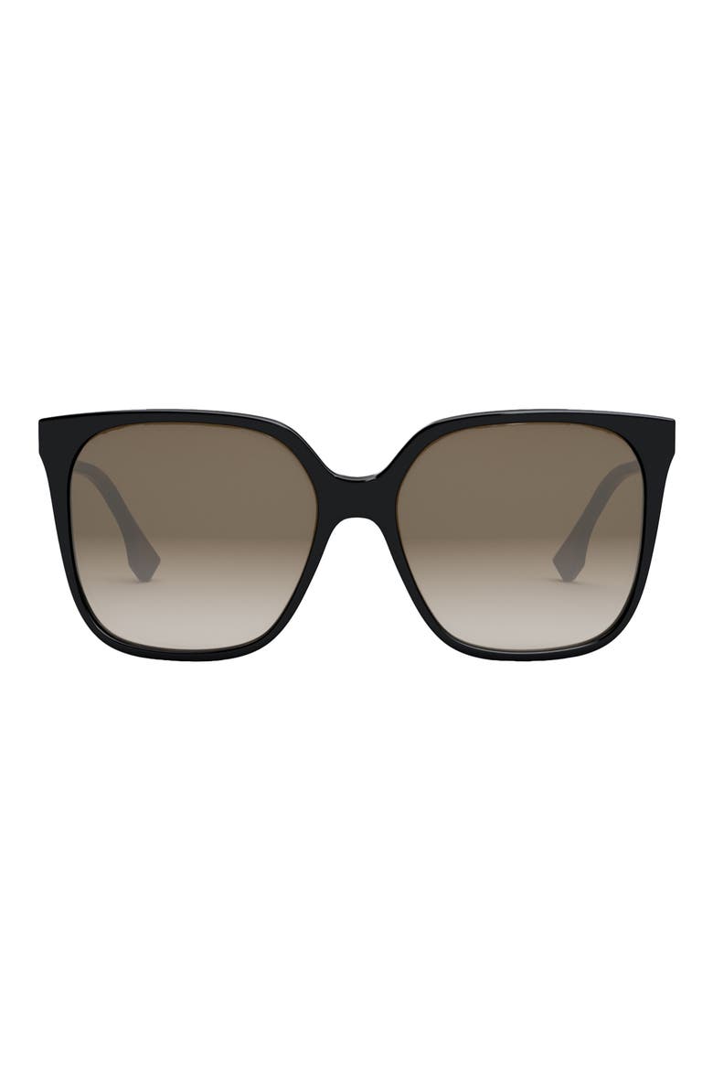 'Fendi Fine 59mm Geometric Sunglasses, Main, color, BLACK