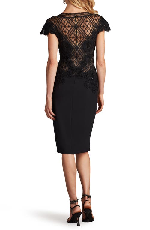 Tadashi Shoji Sequin Floral Embroidered Detail Sheath Cocktail Dress In Black