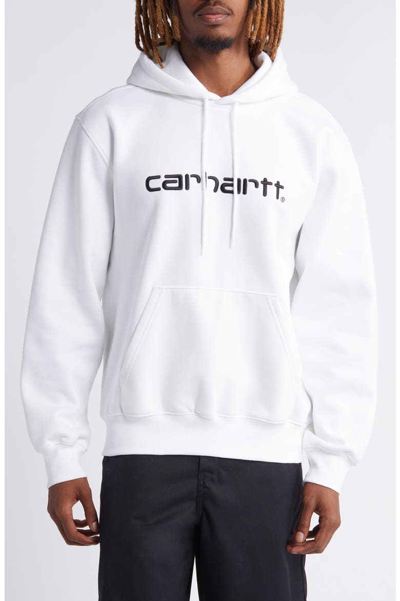 Logo Embroidered Hoodie, Main, color, WHITE BLACK