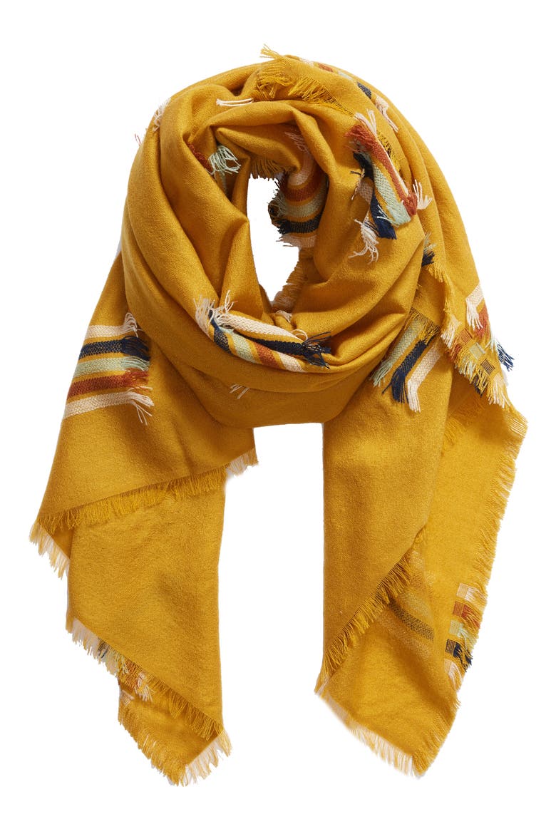 Rainbow Fringe Stripe Scarf, Alternate, color, TUNGSTEN GLOW MULTI