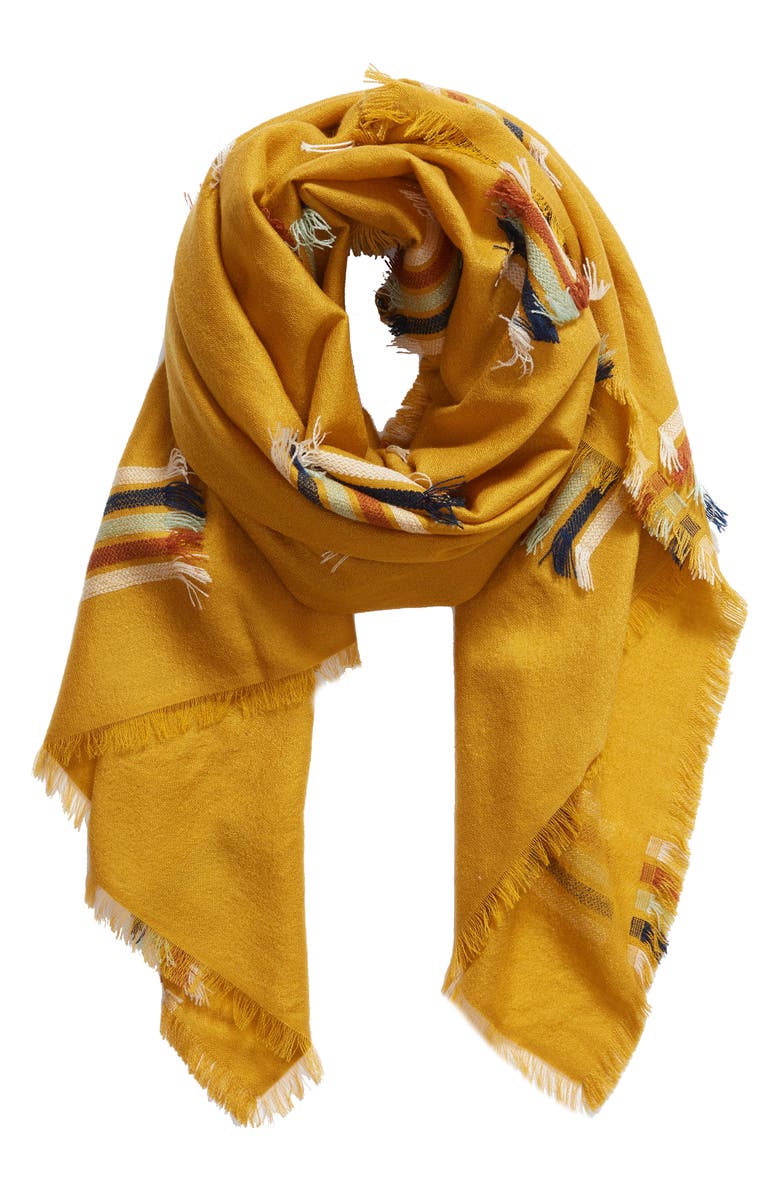 Madewell Rainbow Fringe Stripe Scarf, Alternate, color, 