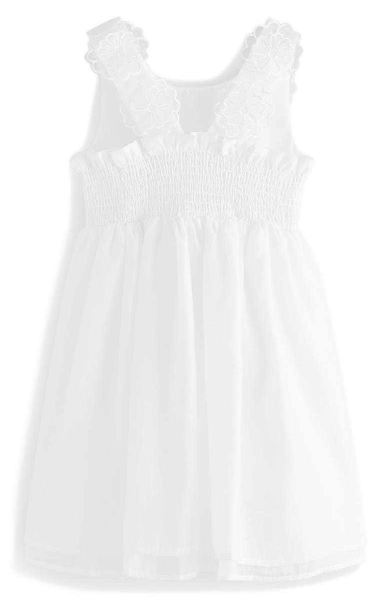 Laura Ashley Kids' 3D Floral Embellished Dress, Alternate, color, White