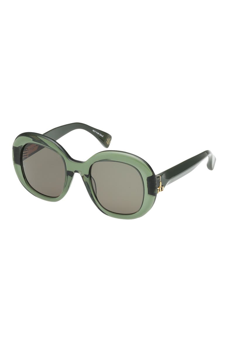 52mm Round Sunglasses, Alternate, color, CRYSTAL OLIVE / GREEN LENSES